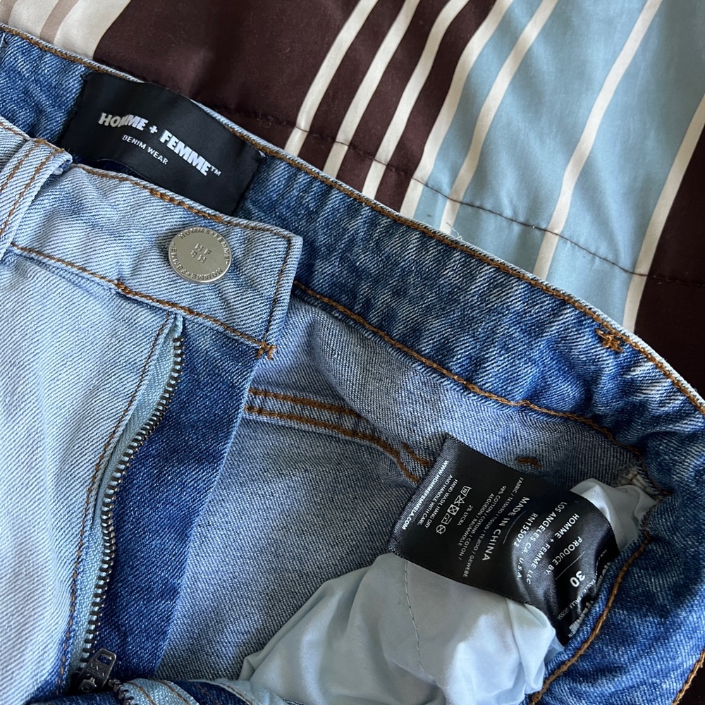Homme Light Blue Distressed Skinny Jeans - Picture 2 of 3